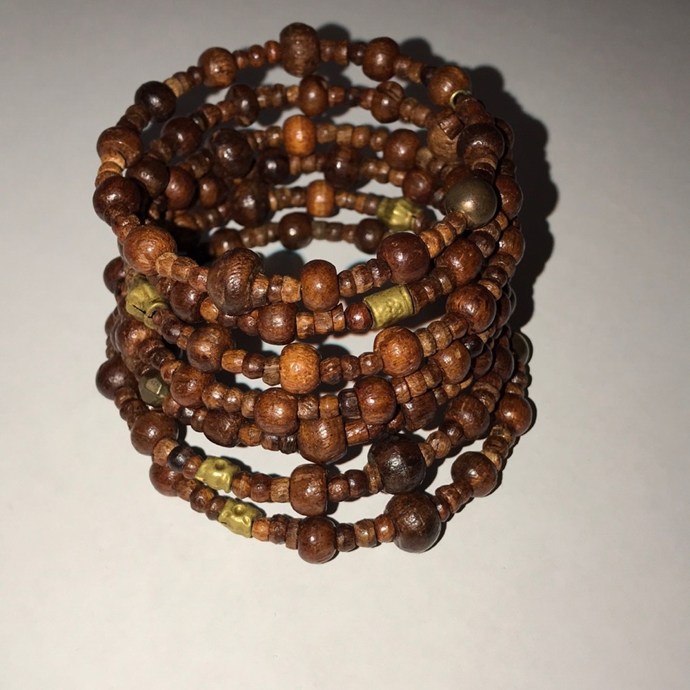 Wood like beads wrap around 1 pc bracelet